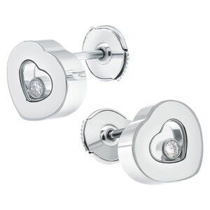 SALE Chopard 83/2897‑20 Happy Diamonds Heart Earrings 18K White Gold w/ Cert
